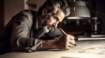 Obraz premium architect working on a new drawing