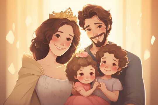 Illustration of a happy family