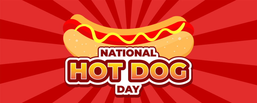 National Hot Dog Day on 19 July Banner Background. Horizontal Banner Template Design. Vector Illustration