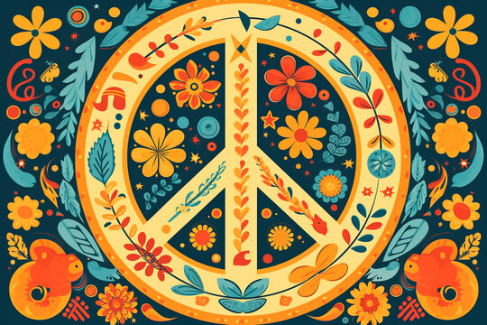 Colorful peace symbol illustration. Generative AI