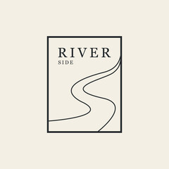poster river line art logo design vector.
