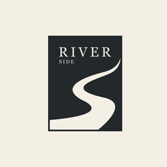 poster river line art logo design vector silhouette.