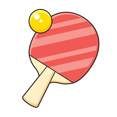 Red table tennis racket with a ball isolated