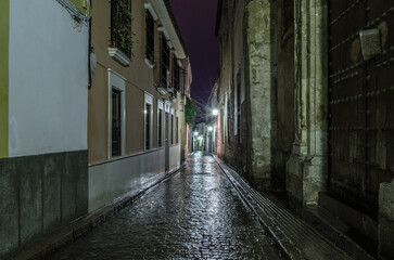 Night view of streets in the old town of Cordoba, Spain