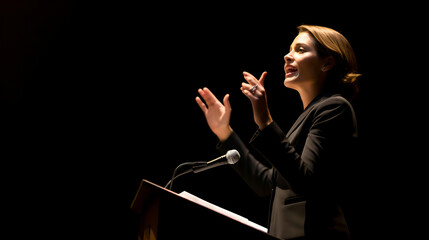 Business woman giving a speech
