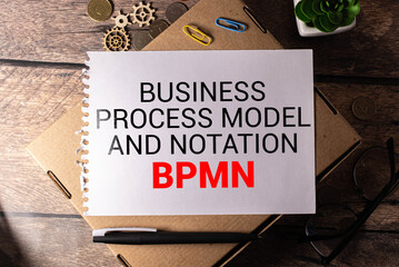 Business process model and notation BPMN is shown using a text.