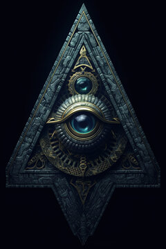 Generative AI. Illuminati symbol, freemason secret seal, magic eye