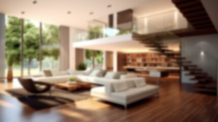 Blurred Modern Home Interior Design. Contemporary Living Room illustration. Generative AI.