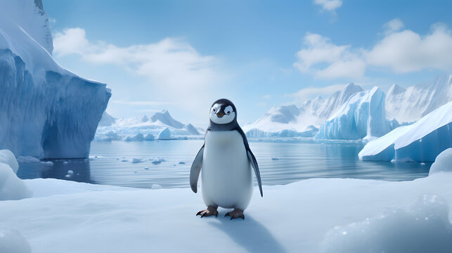Adorable Penguin in its Icy Habitat