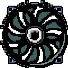 Fototapeta premium motherboard cooling fan pc game pixel art retro vector. bit system computer, technology cpu motherboard cooling fan pc. old vintage illustration