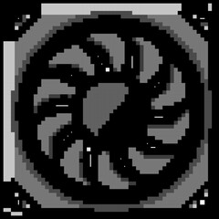 Fototapeta premium system cooling fan pc game pixel art retro vector. bit computer technology, cpu cooler system cooling fan pc. old vintage illustration