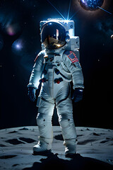 Fototapeta premium Realistic illustration of astronaut on alien planet.