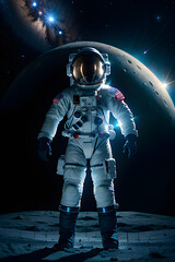 Fototapeta premium Realistic illustration of astronaut on alien planet.