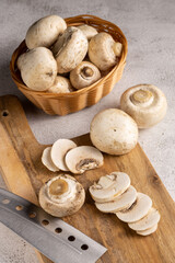Fresh sliced mushrooms on the table.
