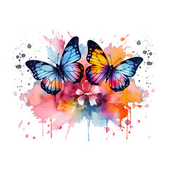 Obraz na płótnie Canvas Bunte Schmetterlinge als Wasserfarbe