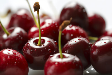 a closeup of red cherries - cherry