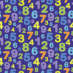 Background of numbers mixed (pattern). Good for social media, comics doodle style design elements, t-shirt print, poster, card, book cover. Vector cartoon children figures.