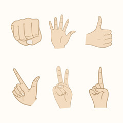 Set of Hand Gestures Doodle