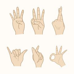 Set of Hand Gestures Doodle