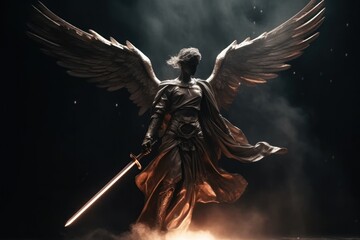 Dark angel with a sword - generative ai