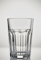 Close empty glass with white background