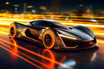 Obraz na płótnie Canvas Capturing Speed and Elegance of Electric Hypercar, ai generated