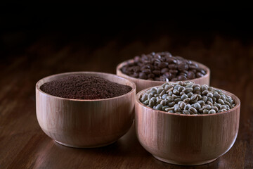 coffee in a wooden bowl
