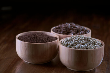 coffee in a wooden bowl