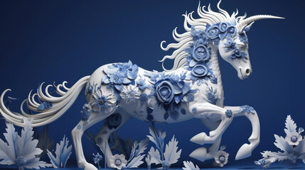 3d render illustration of a unicorn