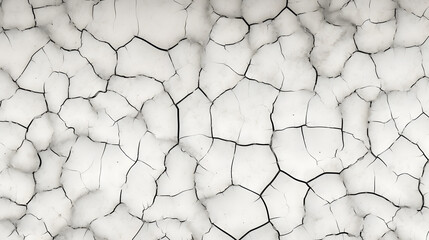 Seamless broken cracks background texture. Tileable stained peeling paint craquelure crackle pattern transparent grunge overlay. Barren drought concept wallpaper or dry desert backdrop. 