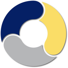 Infographic Pie Flow Chart Diagram 3 Sections