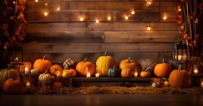 Festive autumn Thanksgiving background, generative ai, fall holiday