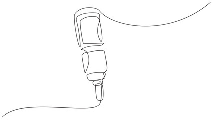 Obraz premium Continuous one line drawing microphone. Podkast. vector illustration