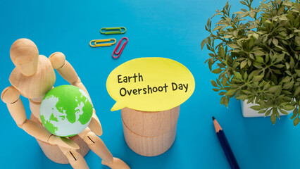 There is Speech Bubble with the word Earth Overshoot Day.It is as an eye-catching image.