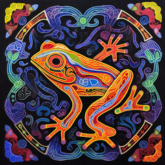 Generative AI - Fluorescent Mosaic Frog