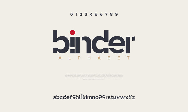 Binder abstract digital technology logo font alphabet. Minimal modern urban fonts for logo, brand etc. Typography typeface uppercase lowercase and number. vector illustration