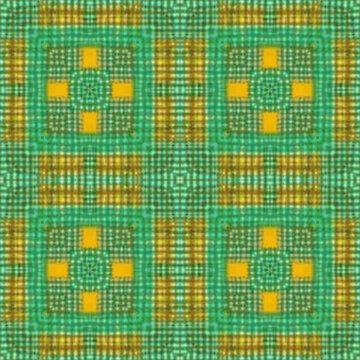 Abstract Geometric Green, Yellow, and Brown Seamless Patterns Series #2 Abstract Geometric Patchwork Squares With Cross Accents Seamless Pattern Wallpaper Background