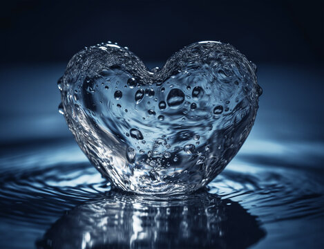 Water shaped heart. Generative AI.