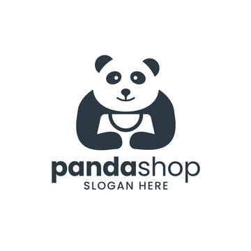 The mascot logo depicts a smiling panda carrying shopping bags.