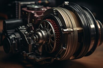 Fototapeta na wymiar View of the motor and spindle drive. Generative AI