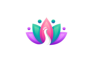beautiful peacock colorful gradient logo template