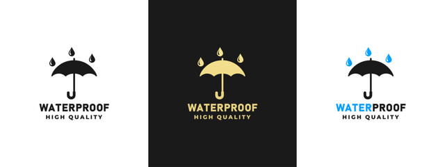 Waterproof label vector or waterproof logo vector isolated in Flat Style. Waterproof label for product packaging design element. Waterproof logo for packaging design element.