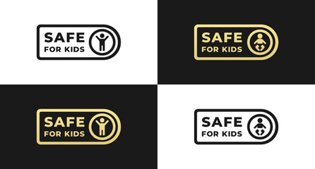 Safe for kids label or Safe for kids icon vector isolated in flat style. Best Safe for kids label for product packaging design element. Safe for kids icon for packaging design element.