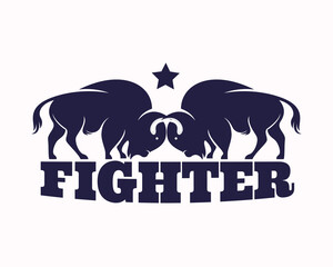 twin bison rampage bison logo design template illustration inspiration