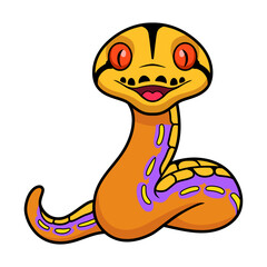 Cute purple albino tiger reticulated python cartoon