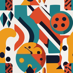 Geometric Retro Pop Art Pattern trendy and stylish design that is perfect for a variety of promotional materials. Our collection of different hand-drawn shapes and textures