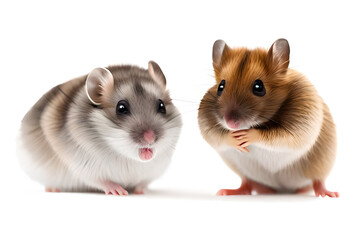 Charming hamster mouses in love, animal Love in white background.  Generative AI