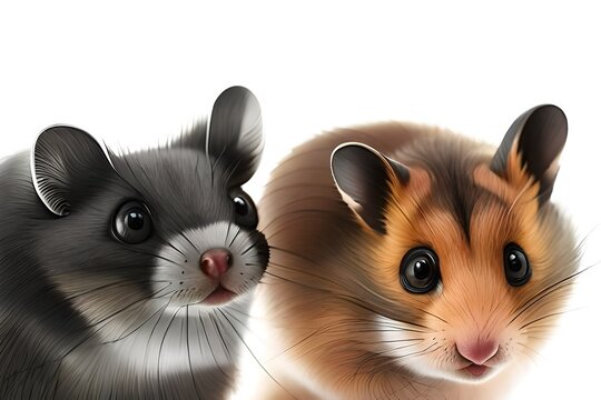 Charming hamster mouses in love, animal Love in white background.  Generative AI