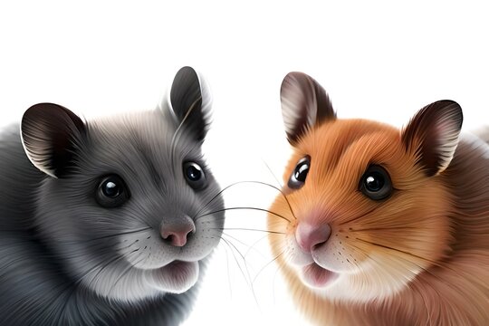 Charming hamster mouses in love, animal Love in white background.  Generative AI