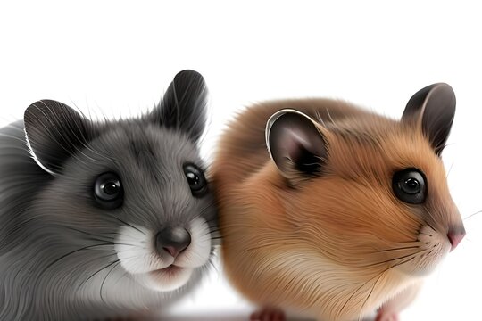 Charming hamster mouses in love, animal Love in white background.  Generative AI